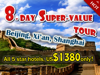 8-day  Super-value China Golden Triangle Tour! All 5 star hotels.