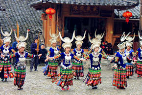 Long Skirt Miao People Dancing