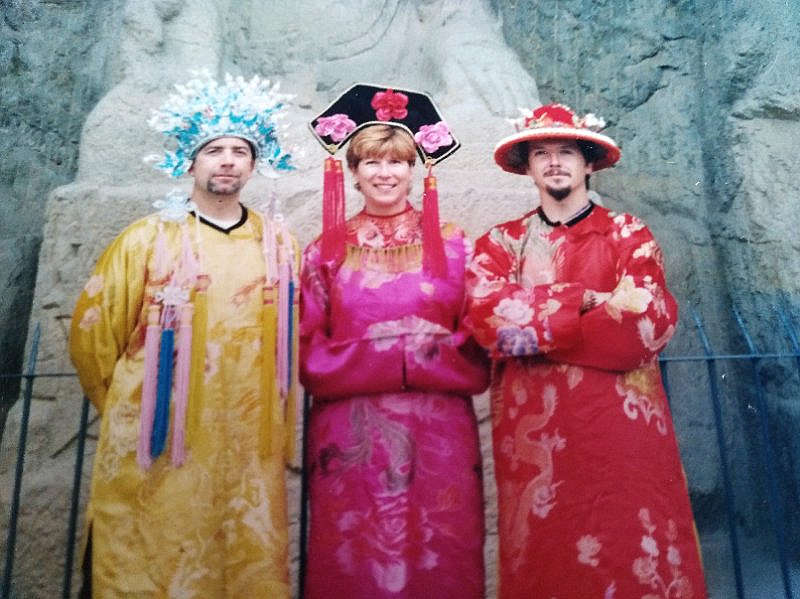 Ian and friends dressed in traditonal Chinese costumes