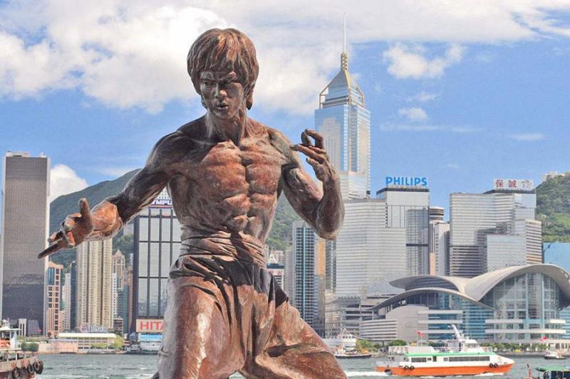 The Statue of Bruce Lee at the Avenue of Stars of Hong Kong