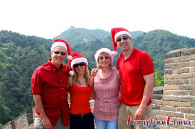 American family visit the Great Wall of China