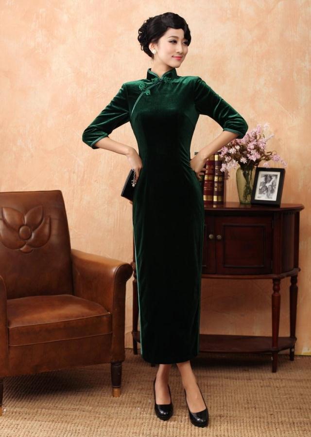 green cheongsam