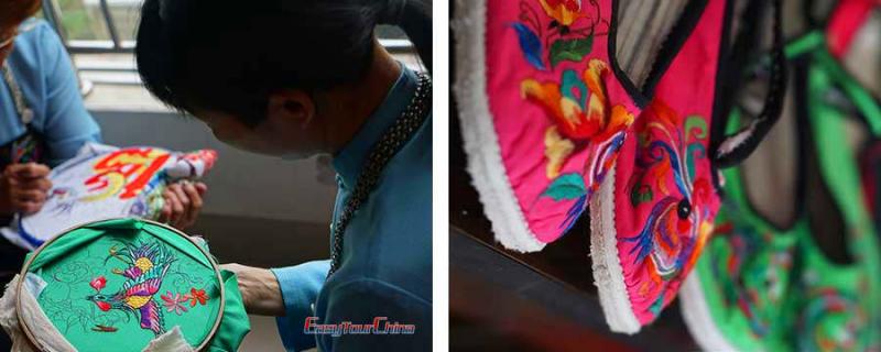 Make embroidery shoes in Longji Guilin