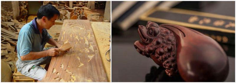 China wood carving artwork and craftsman