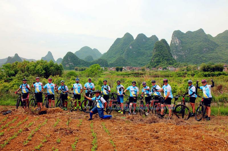 Forrest and Clients from Brazil Biking to Yangshuo Countryside in 2017