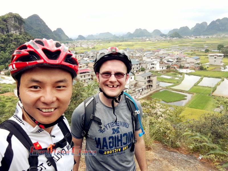 Robert and Customer Biking to Guilin Huixian Wetland in 2018