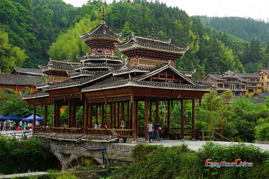 See the Dong people's Wind and Rain Bridge in Zhaoxing