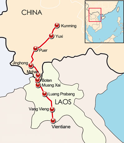 China Laos Railway Map