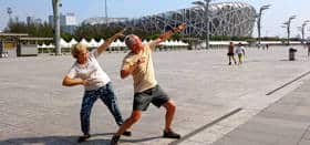 Couple Visiting Beijing Beijing National Stadium