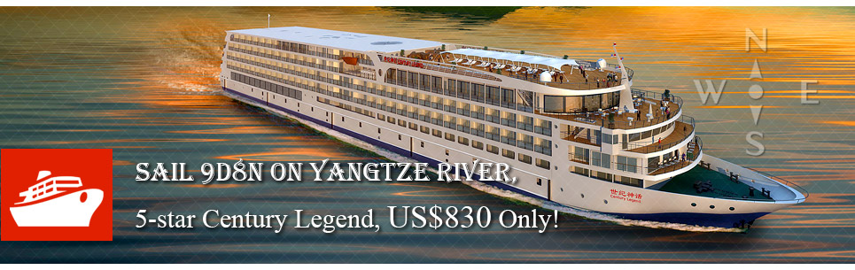 Sail 9D8N on Yangtze River, 5-star Century Legend, US$830 Onl y!

