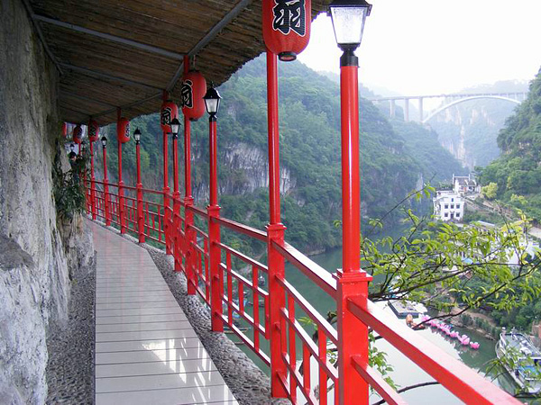 Plank road along cliffside