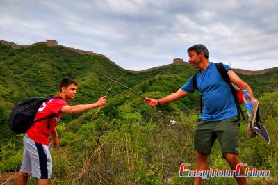 Father and son visiting Beijing Great Wall