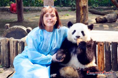 Hug Giant Panda at Chengdu