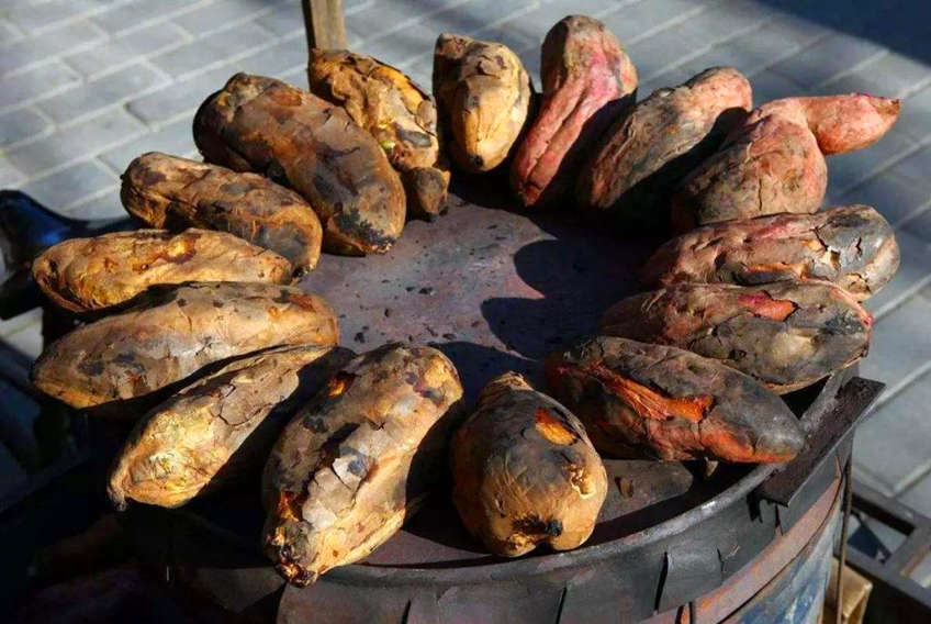 popular winter snack in China - baked sweet potatos