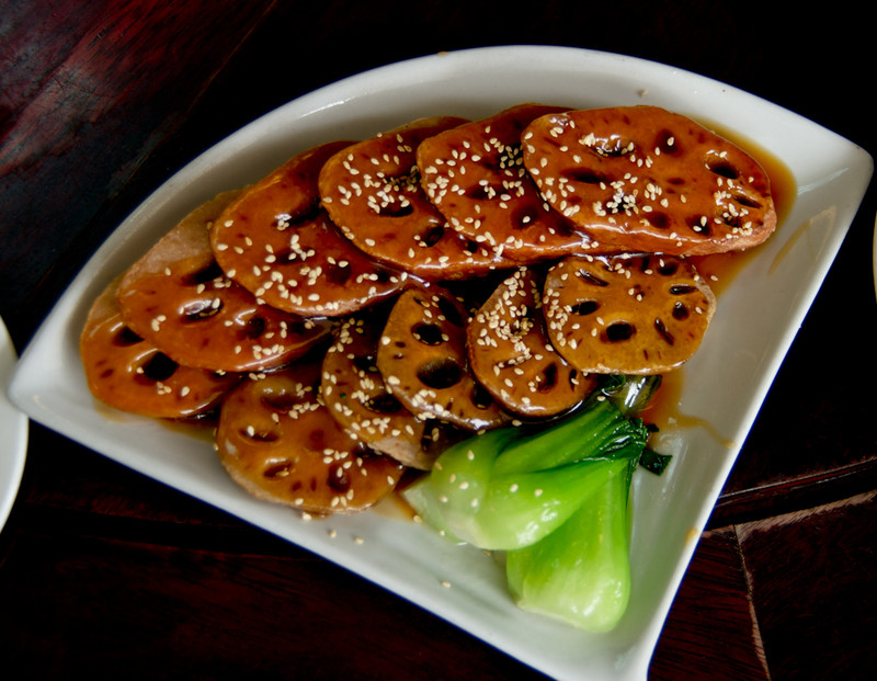 Lotus roots is a popular vegetarain food in China