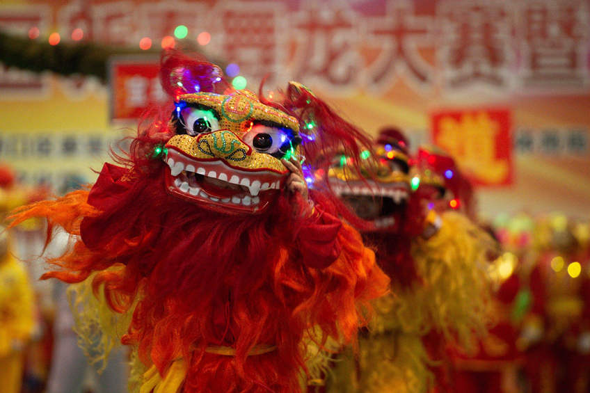 tradtional Chinese lion dance