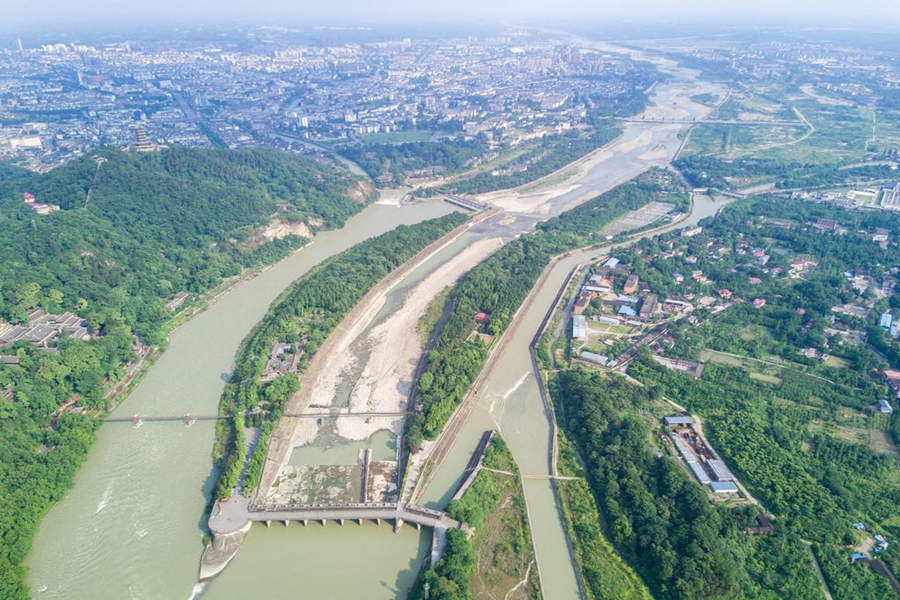 the overview of Dujiangyan Irrigation System