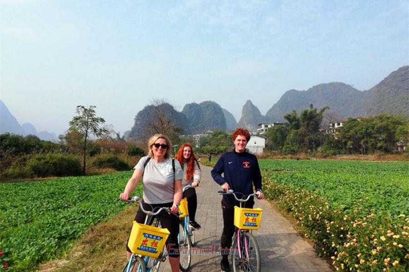 biking in Yanghsuo countryside with children