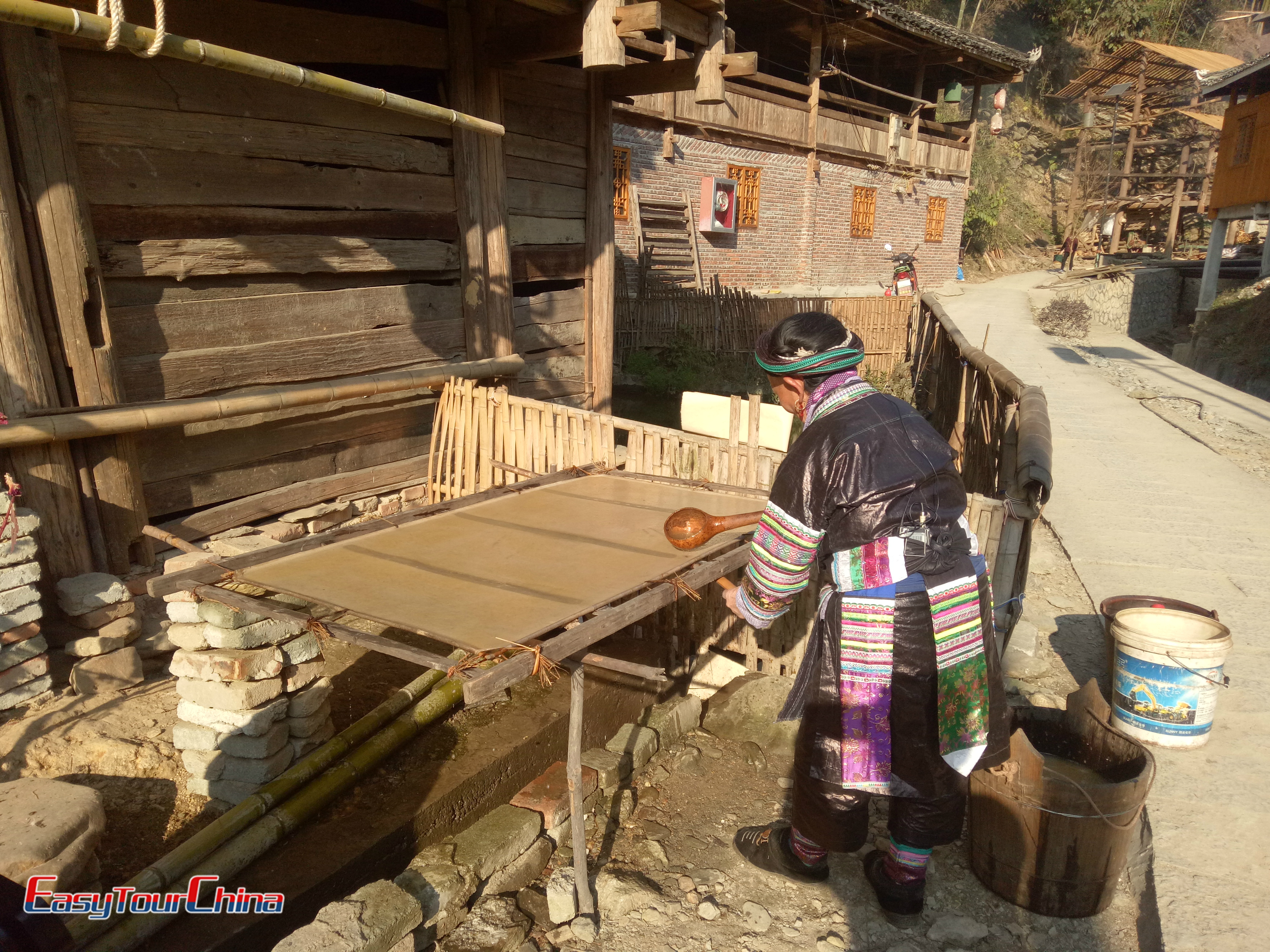 The Local People Making Paper by Traditional Papermaking Technology