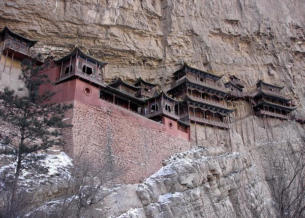 Hanging Monastery at Mount Heng in Winter, Datong Hanging