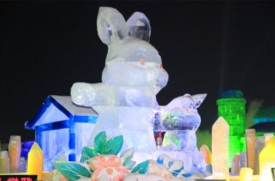 Rabbit Ice Sculpture in Harbin