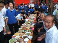 people sitting at tables for banquet