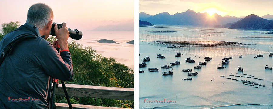 A client is shooting the Xiapu mudflat and fishing boat