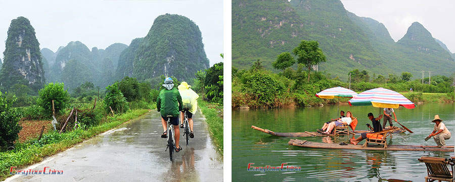 Yangshuo biking tour and bamboo rafting trip