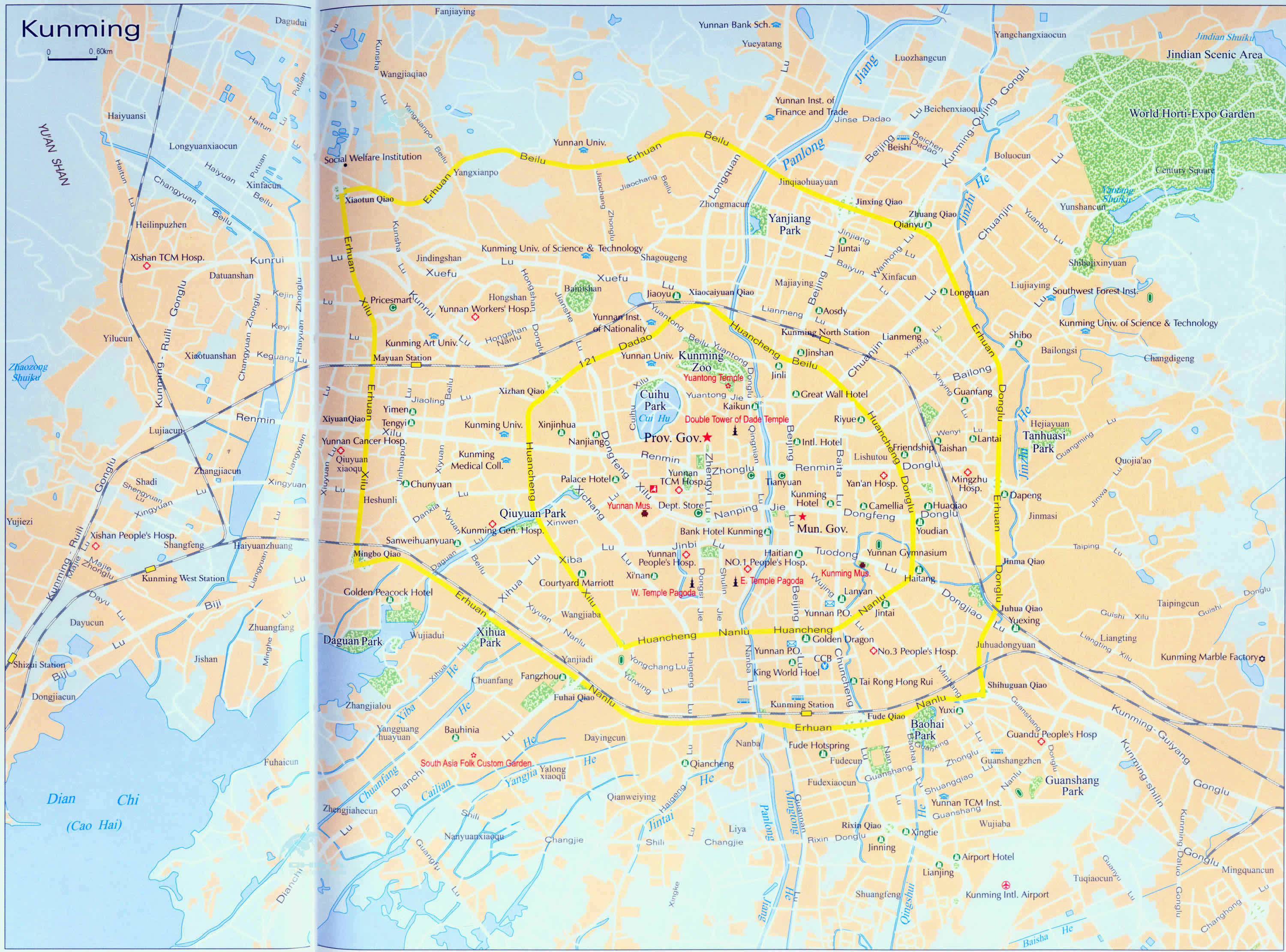 kunming tourist map