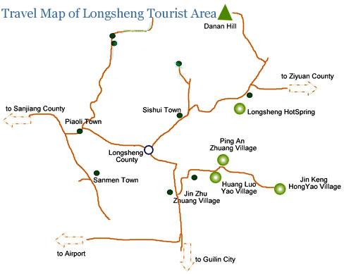 Travel Map of Longji Tourist Area