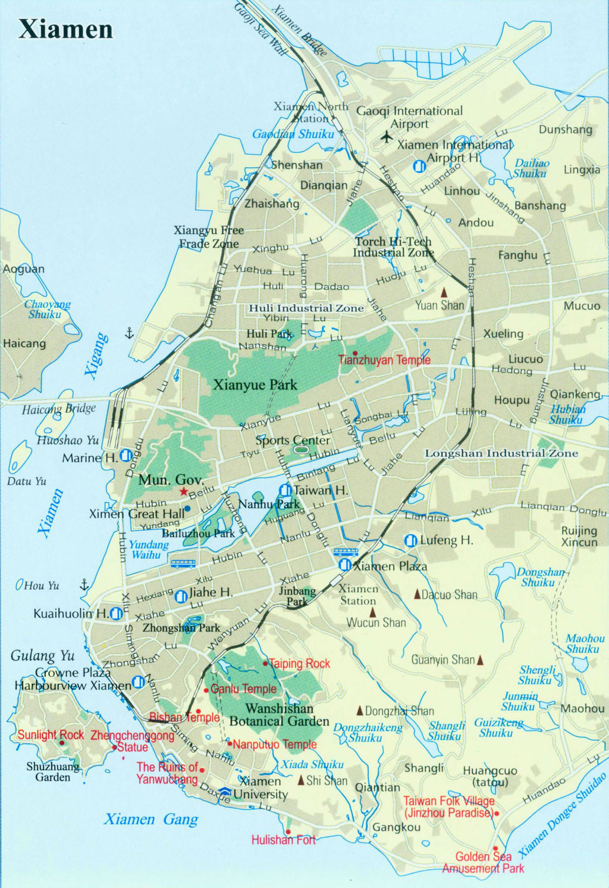 Detailed Xiamen Map.Xiamen tour, tours in Xiamen, Xiamen travel 
