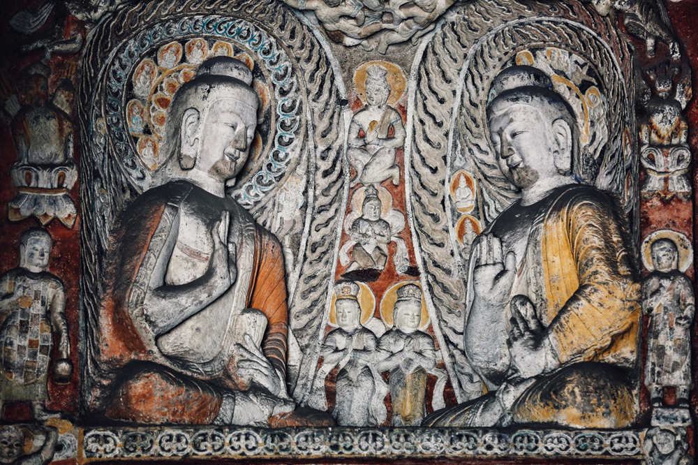 The Buddha sculpture at Mogao Grottoes