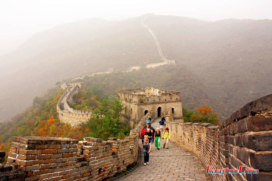 climbing the Great Wall at Mutianyu section