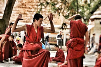 Monk Debating at Sera Monastery Lhasa