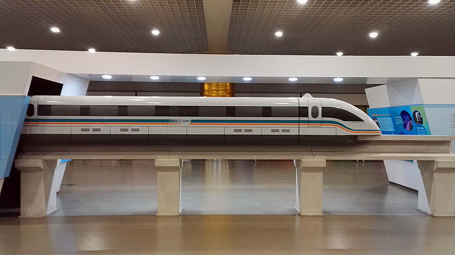 Board the maglev train in Shanghai