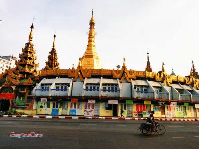 Local Ride Bike before Sule Pagoda