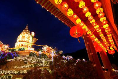 Temple of Bliss Dazzling Night Scenery