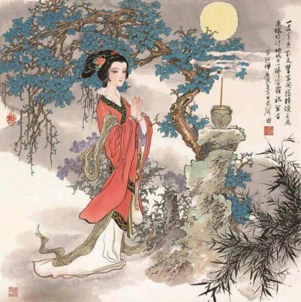 Mid-Autumn Festival Legendary Story: Diao Chan worships the moon