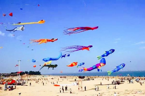 Weifang International Kite Festival Colorful Kites Flying in the Sky