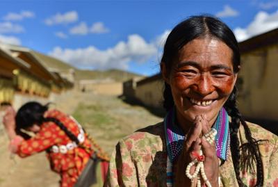Tibetan People Trekking