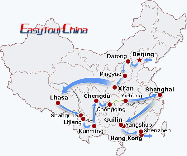 China travel map - Intrepid Lifestyle Voyage
