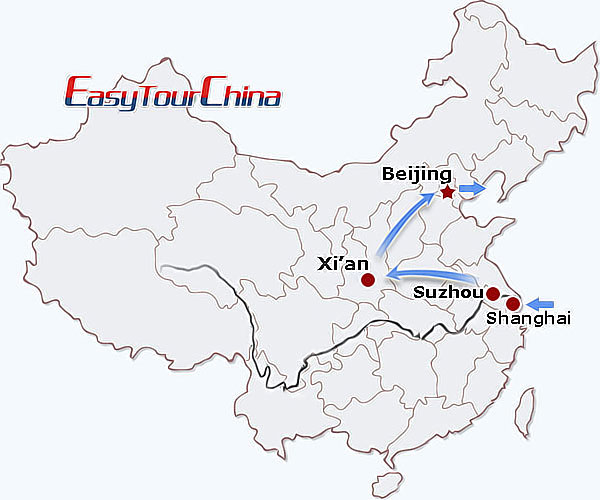 China Travel Map - 10 Days Affordable China Tour