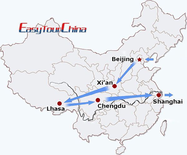 China travel map - China Tibet Discovery Tour