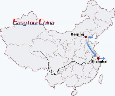 China travel map - Beijing Shanghai Highlights Tour
