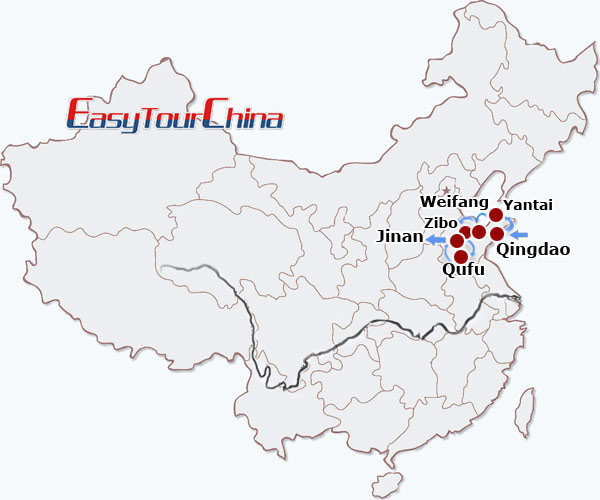China travel map - Wonders of Shandong Tour
