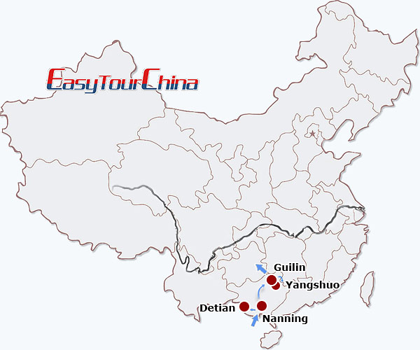 China travel map - Guangxi Highlights Tour
