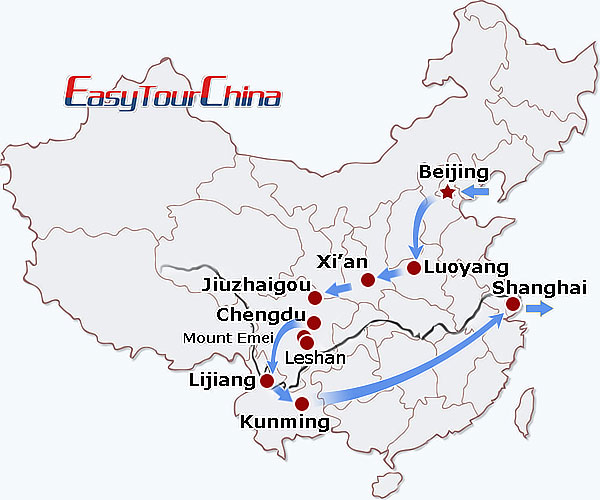China travel map - China Panorama Tour