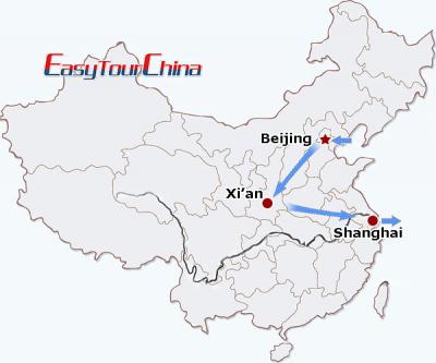 China travel map - China Golden Triangle Tour for Solo Traveler