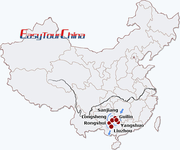 China travel map - Guangxi Minority Discovery