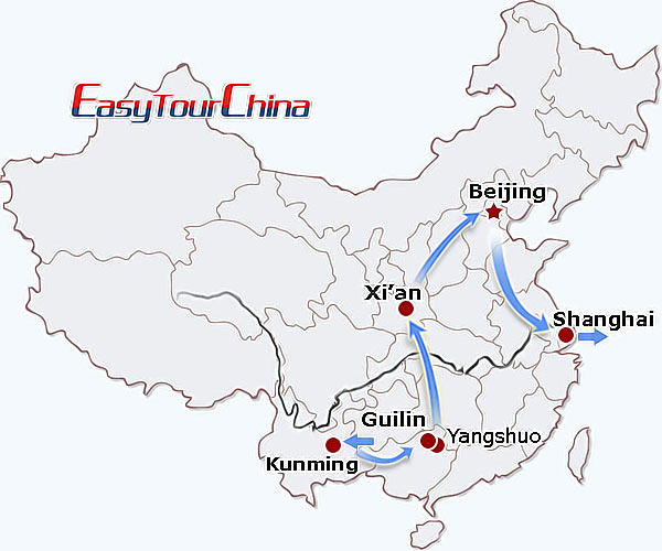 China travel map - Exclusive of China